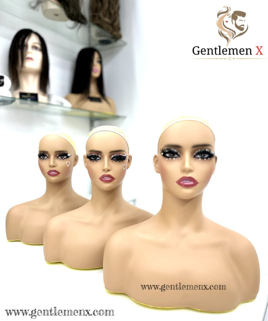 Cabeza de Maniquí Femenina Realista con Hombro para Exhibición - Cabeza de Maniquí con Hombro para Exhibición de Pelucas/Joyas/Maquillaje/Sombreros/Gafas de Sol