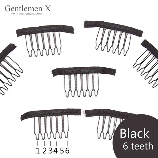 6 dientes 12 piezas Peines para pelucas Pinzas para el cabello para extensiones Tejido color negro marrón Herramientas para pinzas de pelucas de cabello de coser