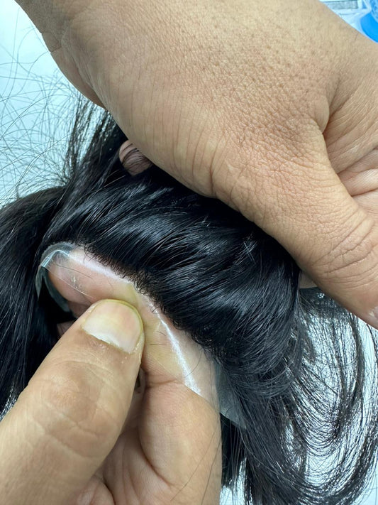 Caballeros X Nueva Australia con sistemas capilares de encaje de silicona fina de 0,06 mm, fáciles de usar y transpirables, 100% cabello humano, postizos con nudos naturales SU