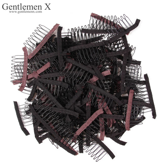6 dientes 12 piezas Peines para pelucas Pinzas para el cabello para extensiones Tejido color negro marrón Herramientas para pinzas de pelucas de cabello de coser