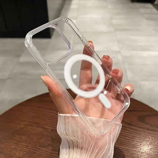 Funda transparente magnética Magesafe para carga inalámbrica de iPhone