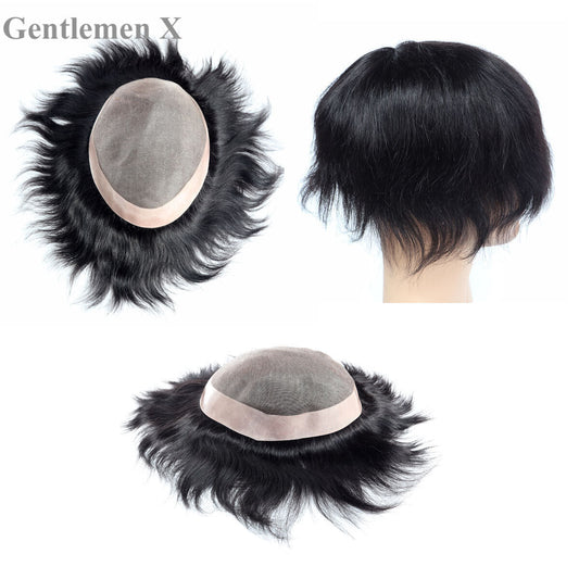 Sistemas de cabello de mono 100 % humano con tupé, pelucas fáciles de usar, unidades de cabello natural para hombres SUW