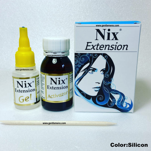 Nix Extensions. Extensiones de pegamento de hielo también conocidas como extensiones invisibles, nano extensiones, extensiones españolas sin removedor