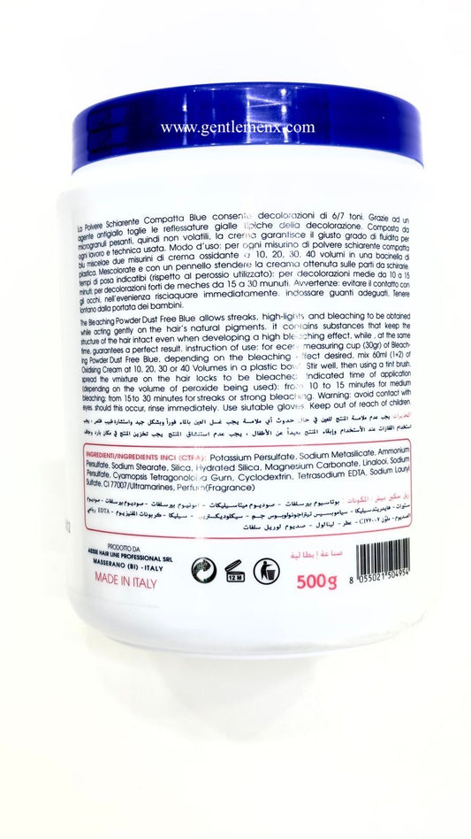 Real Skin Polvo Decolorante Azul Sin Polvo, 500 g para uso profesional capilar solamente.