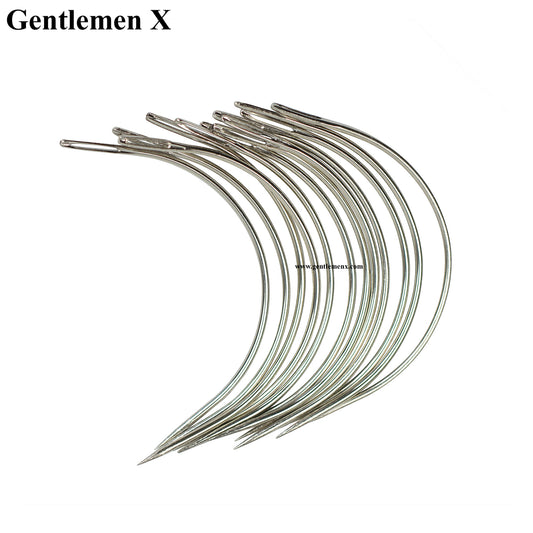 Caja de 50 agujas curvas en C de 6 cm de largo, hilo para tejer cabello/aguja de coser para herramienta de extensión de cabello
