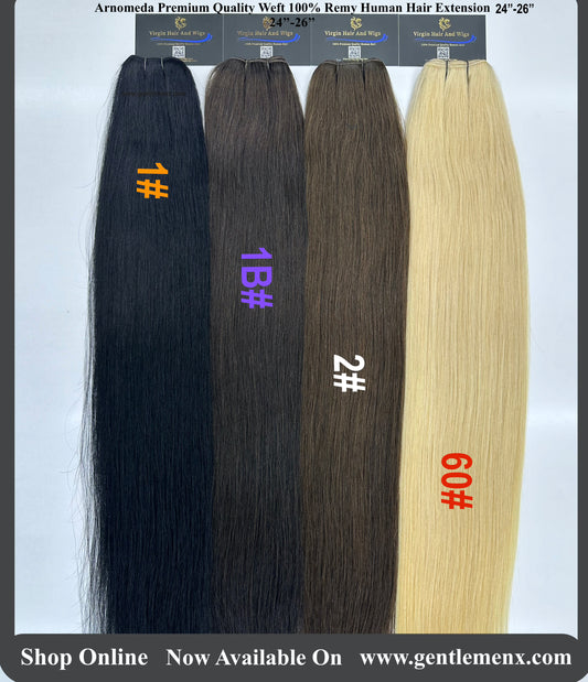 Arnomeda 24''-26'' Liso de Calidad Premium 100% Cabello Humano Remy en Trama 60cm-65cm 100G