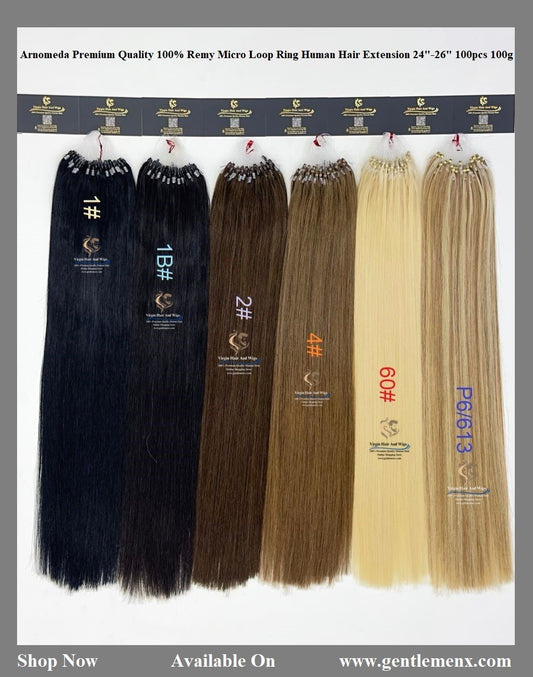 Extensiones de cabello humano de micro anilla Arnomeda 24”-26'' Calidad Premium 100% 100 unidades 100 g