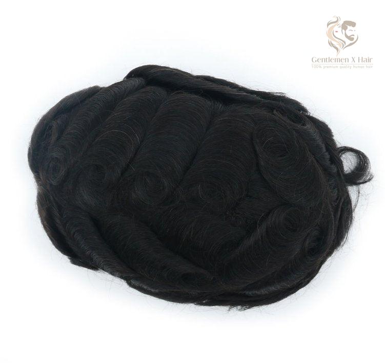 Gentlemen X Premium Oct Swiss Lace Hair System with PU Sides & Back, 100% Human Hair
