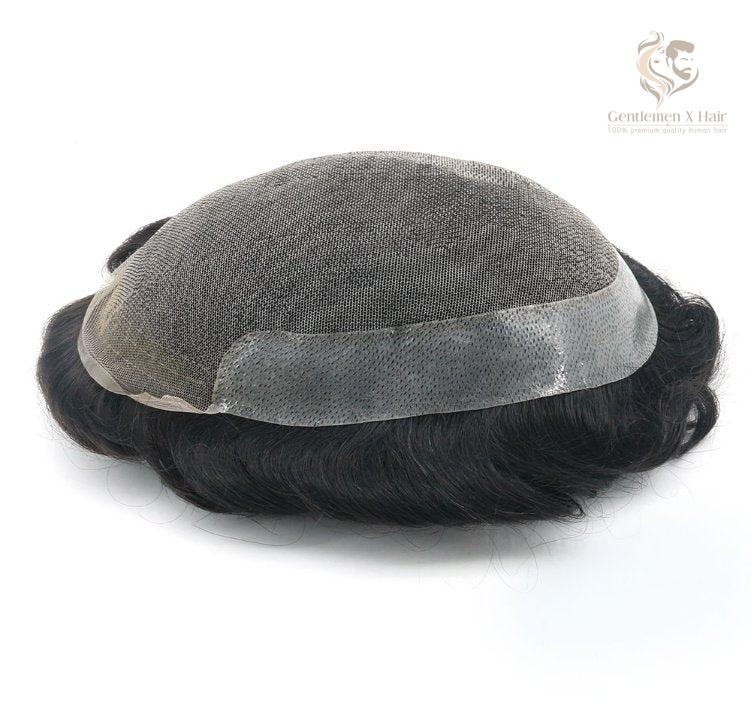 Gentlemen X Premium Oct Swiss Lace Hair System with PU Sides & Back, 100% Human Hair