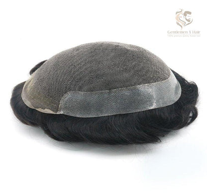 Gentlemen X Premium Oct Swiss Lace Hair System with PU Sides & Back, 100% Human Hair