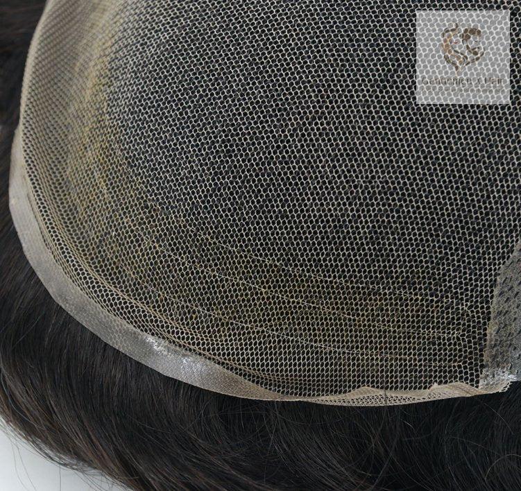 Gentlemen X Premium Oct Swiss Lace Hair System with PU Sides & Back, 100% Human Hair
