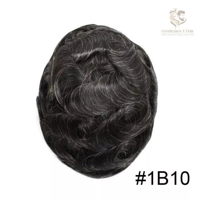 Gentlemen X Premium Q6 Lace Hair System, 100% Human Hair, Breathable, Bleached Knots