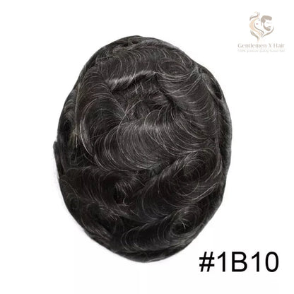 Gentlemen X Premium Q6 Lace Hair System, 100% Human Hair, Breathable, Bleached Knots