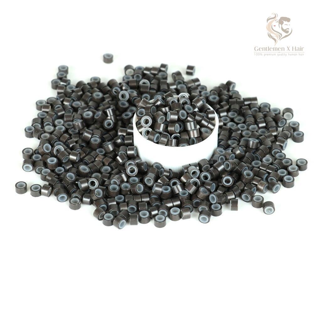 Silicone-lined micro ring beads for hair extensions, 5mm, 500 pieces