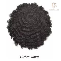 Gentlemen X Afro American Hair System, 100% Human Hair, French Lace, Breathable Injected PU Skin, Curly (Afro-B)