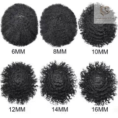 Gentlemen X Afro American Hair System, 100% Human Hair, French Lace, Breathable Injected PU Skin, Curly (Afro-B)