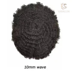 Gentlemen X Afro American Hair System, 100% Human Hair, French Lace, Breathable Injected PU Skin, Curly (Afro-B)