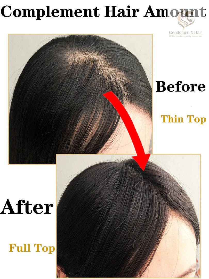 TGX women's silk-top human hair topper in natural black