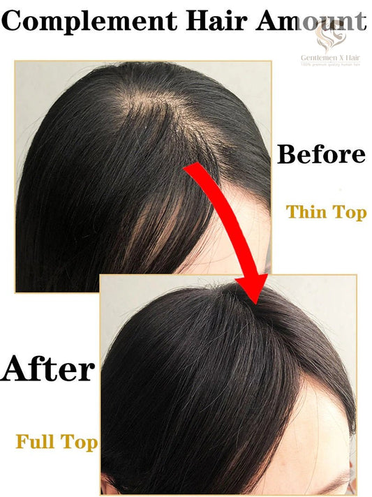 TGX women's silk-top human hair topper in natural black