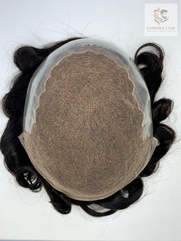Gentlemen X Premium Q6 lace hair system in human hair with bleached knots
