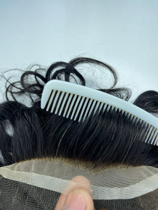 Sistemas capilares de tupé de encaje completo SU para caballeros X con tupés de cabello humano 100% transpirables de fácil uso, nudos invisibles blanqueados naturales, cabello de hombre