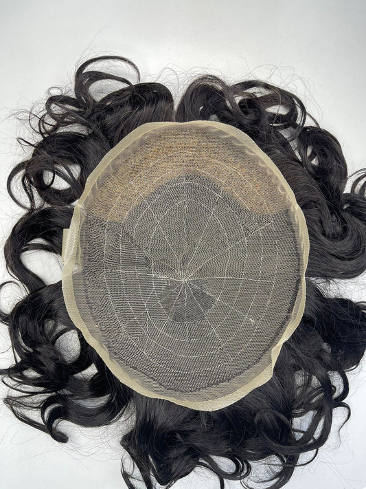 Sistemas capilares de tupé de encaje completo SU para caballeros X con tupés de cabello humano 100% transpirables de fácil uso, nudos invisibles blanqueados naturales, cabello de hombre
