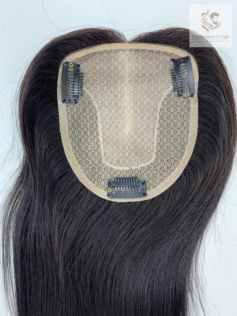 TGX Women's Silk-Top Human Hair Topper, Natural Black