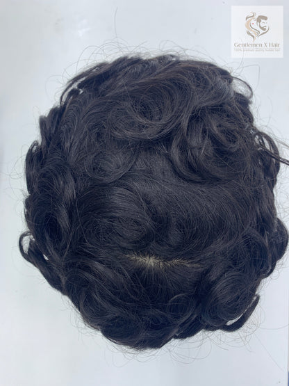 Gentlemen X Premium Silk Base 64 Front Lace Hair System, 100% Human Hair, Bleached Knots