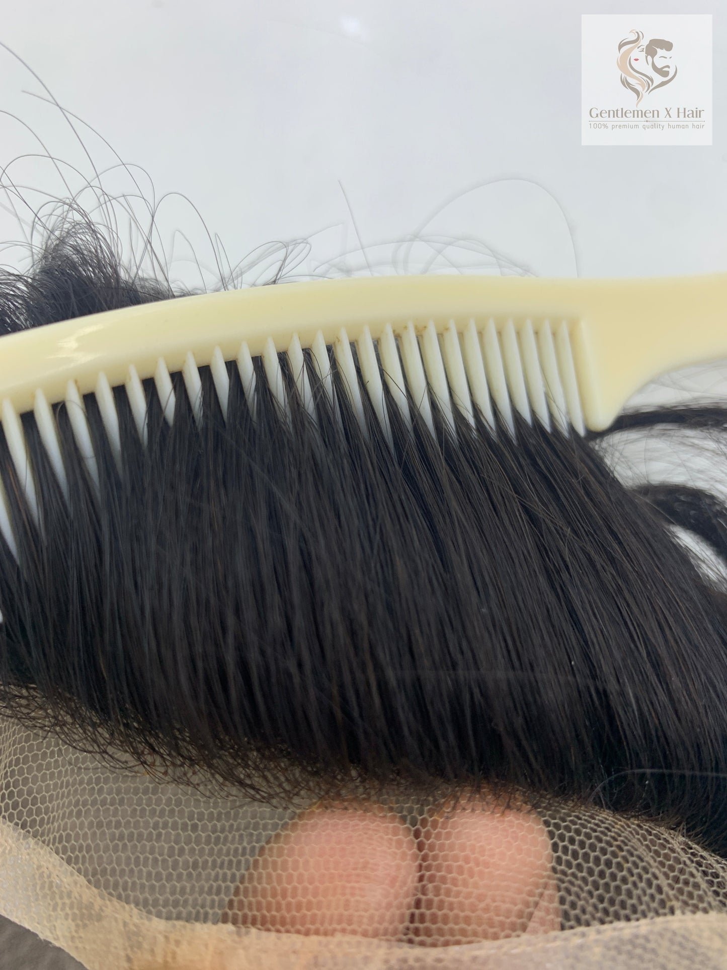 Gentlemen X Premium Silk Base 64 Front Lace Hair System, 100% Human Hair, Bleached Knots