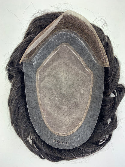 Gentlemen X Premium VER 3 PU Front, Swiss Lace & Mono Top Hair System, 100% Human Hair