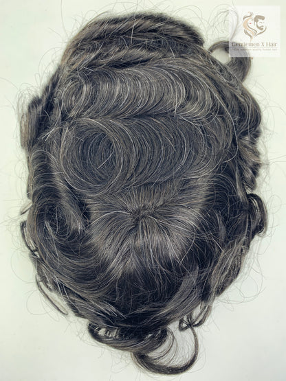 Gentlemen X Premium VER 3 PU Front, Swiss Lace & Mono Top Hair System, 100% Human Hair
