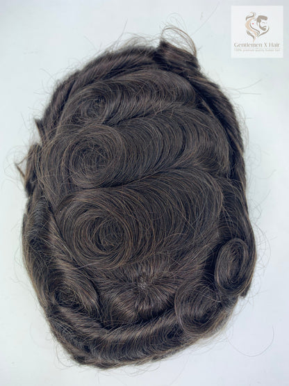 Gentlemen X Premium VER 3 PU Front, Swiss Lace & Mono Top Hair System, 100% Human Hair