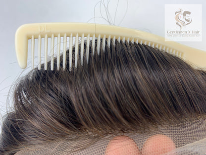 Gentlemen X Premium VER 3 PU Front, Swiss Lace & Mono Top Hair System, 100% Human Hair