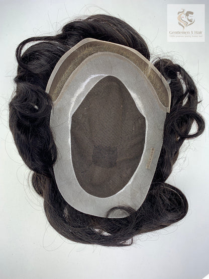 Gentlemen X Premium HD lace front human hair system with PU and bleached knots