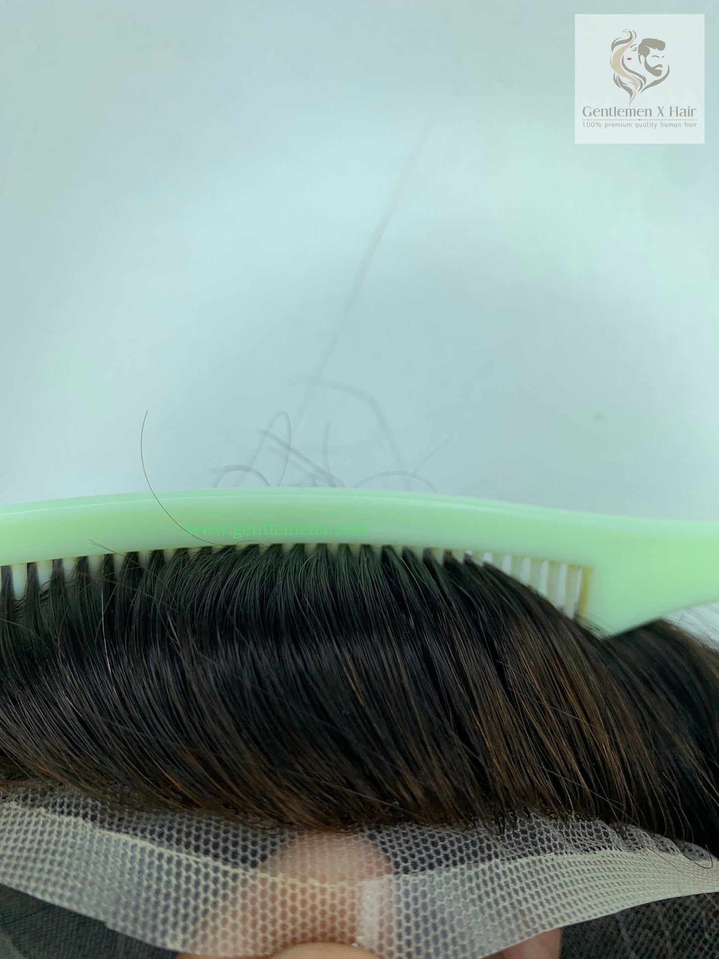 Gentlemen X VIP Q6 Front Lace Hair System, 100% Human Hair, Bleached Knots