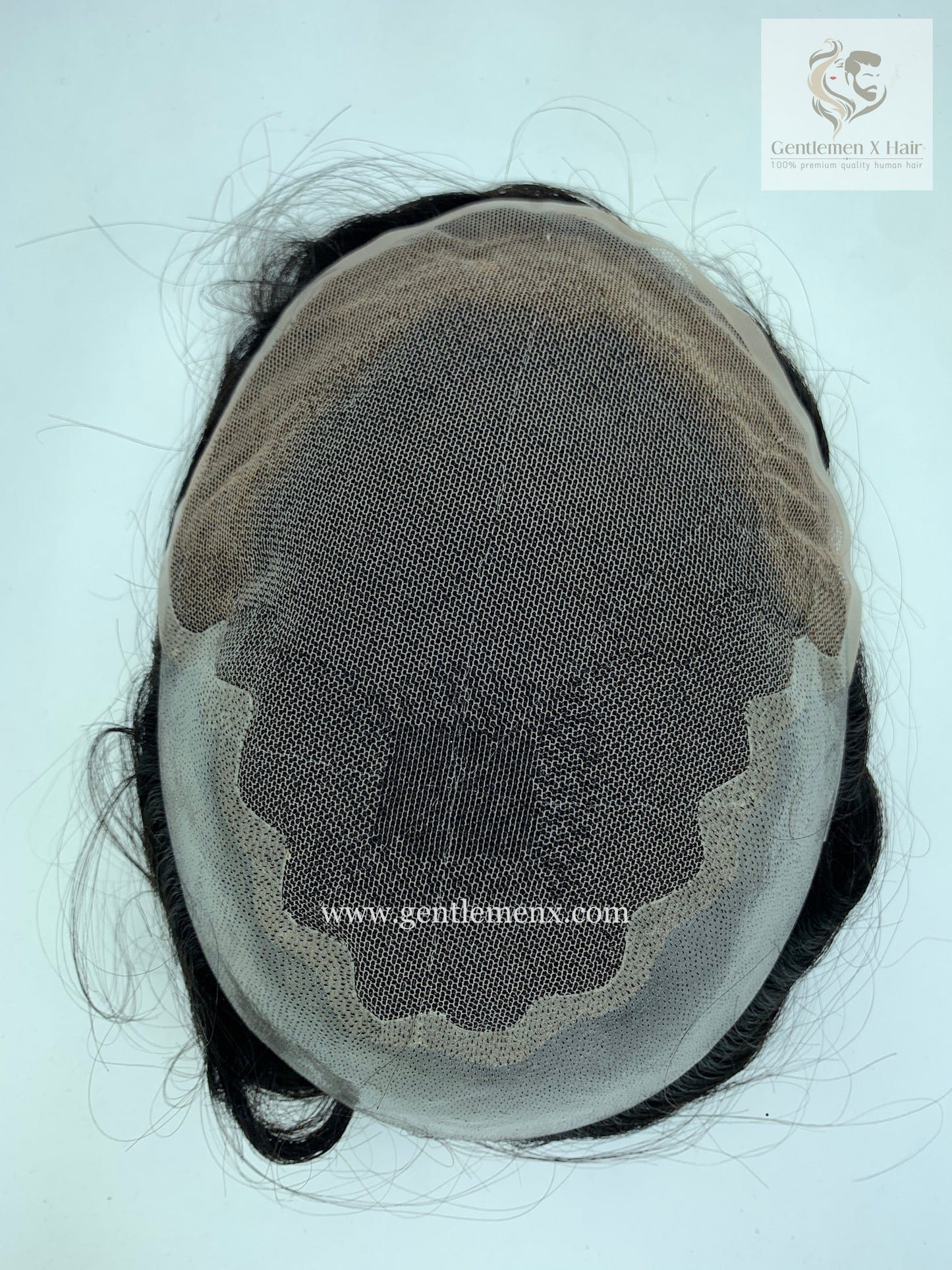 Gentlemen X VIP Q6 Front Lace Hair System, 100% Human Hair, Bleached Knots