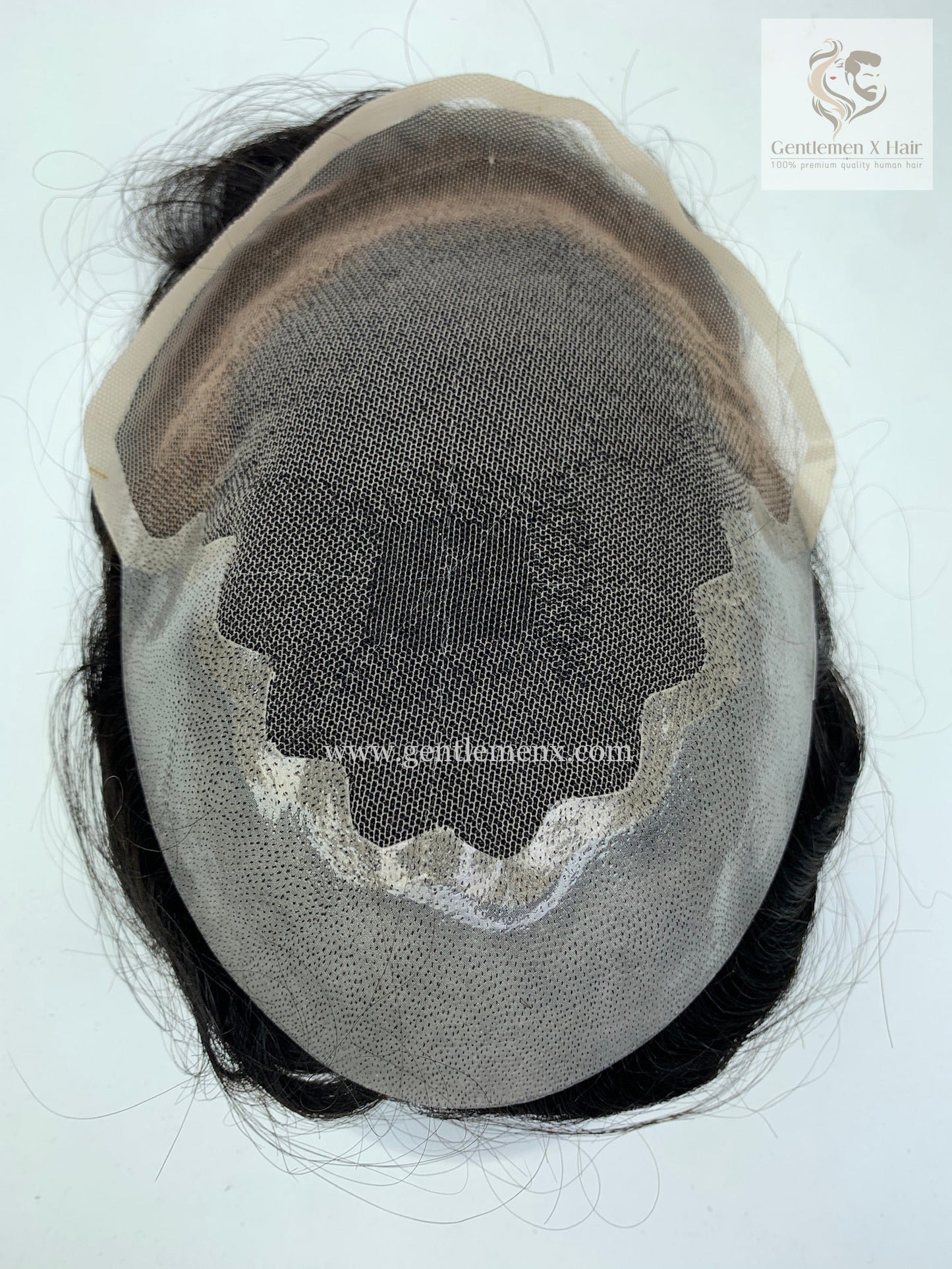 Gentlemen X VIP Q6 Front Lace Hair System, 100% Human Hair, Bleached Knots