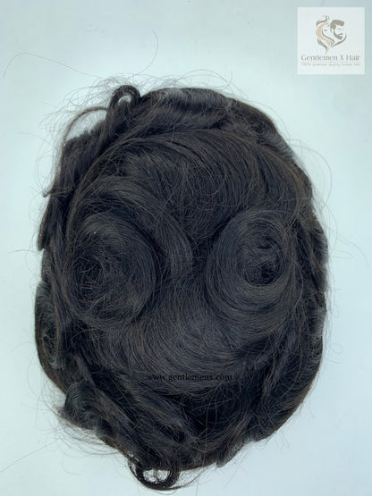 Gentlemen X VIP Q6 Front Lace Hair System, 100% Human Hair, Bleached Knots