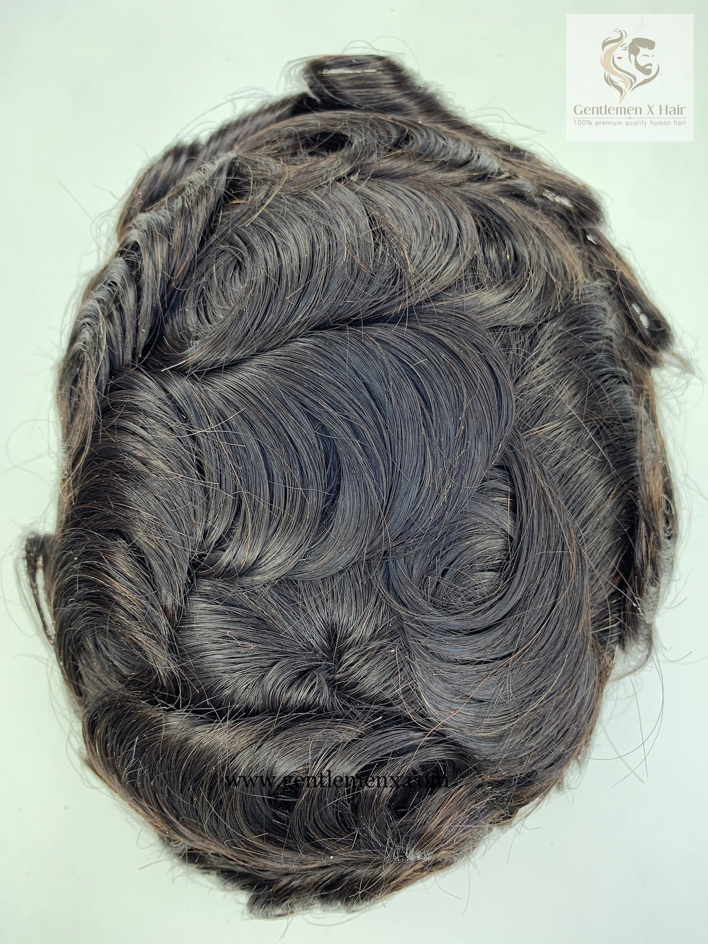 Gentlemen X VIP Full Lace Toupee Hair System, 100% Human Hair, Bleached Knots