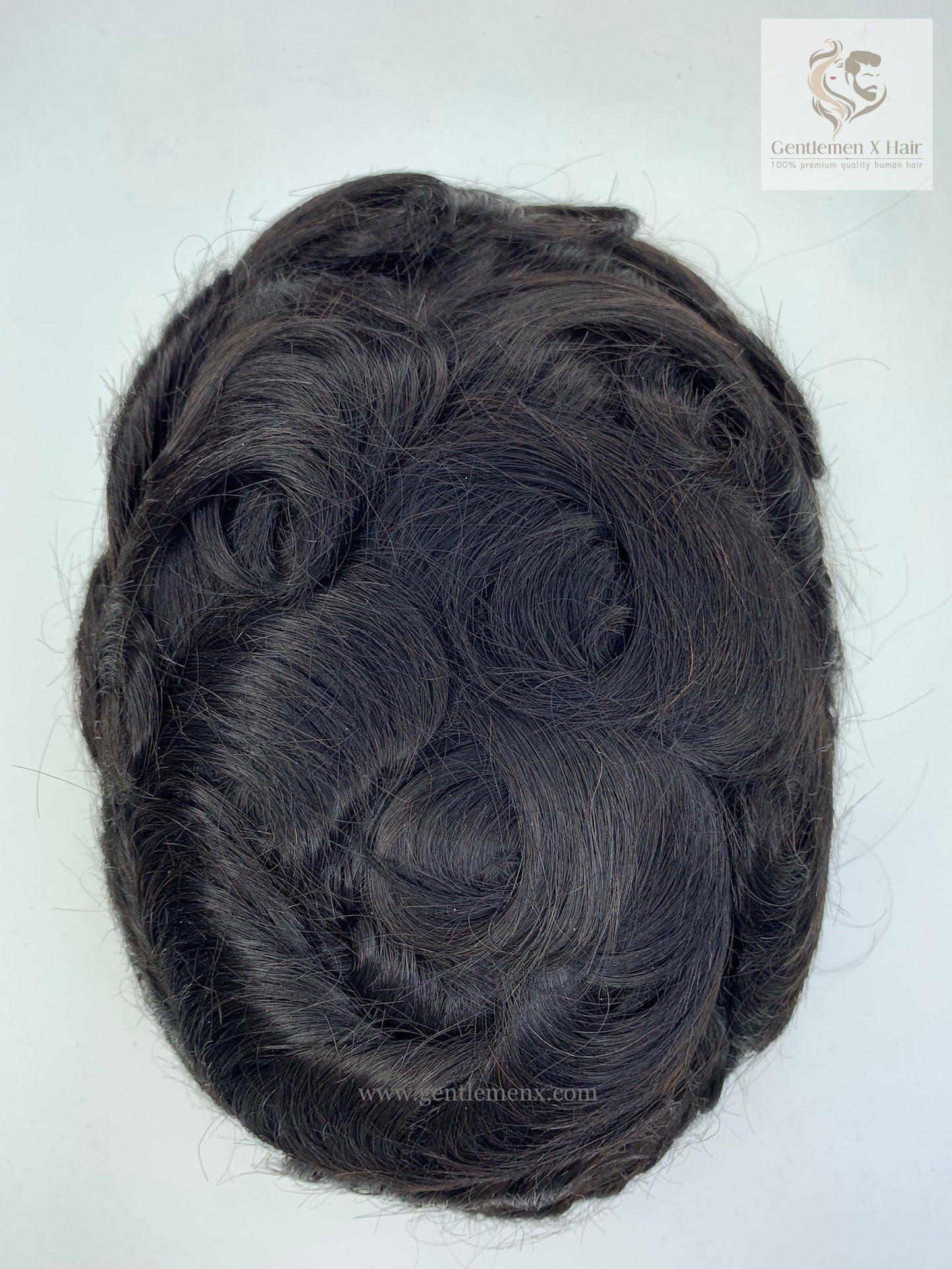 Gentlemen X Premium Swiss Front Lace with Poly Skin Perimeter Hair System, 100% Human Hair