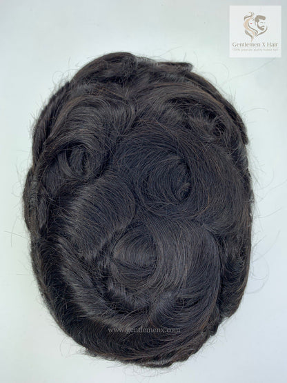 Gentlemen X Premium Swiss Front Lace with Poly Skin Perimeter Hair System, 100% Human Hair