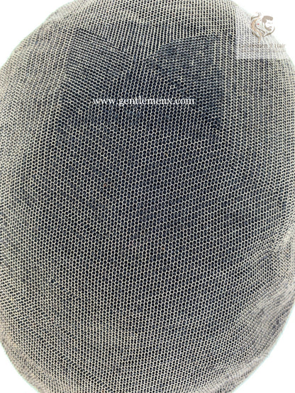 Gentlemen X Premium Swiss Front Lace with Poly Skin Perimeter Hair System, 100% Human Hair