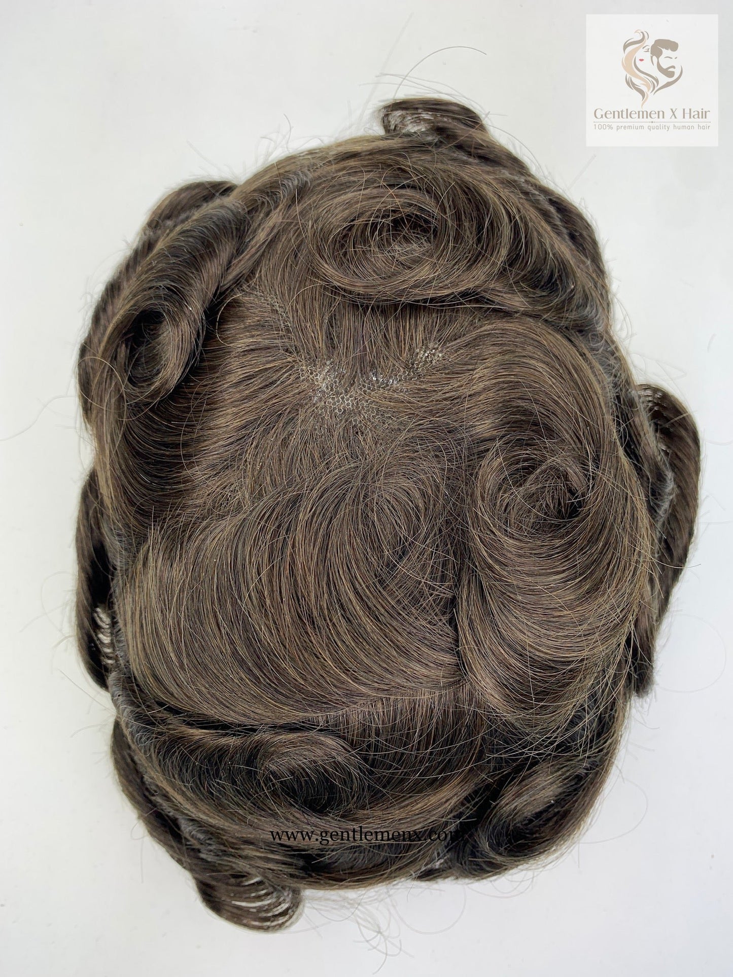 Gentlemen X Premium European CKC2 Full Lace Toupee, 100% Human Hair, Bleached Knots