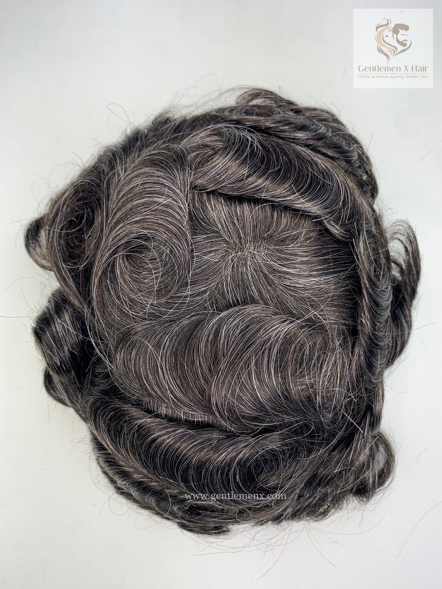Gentlemen X Premium European CKC2 Full Lace Toupee, 100% Human Hair, Bleached Knots