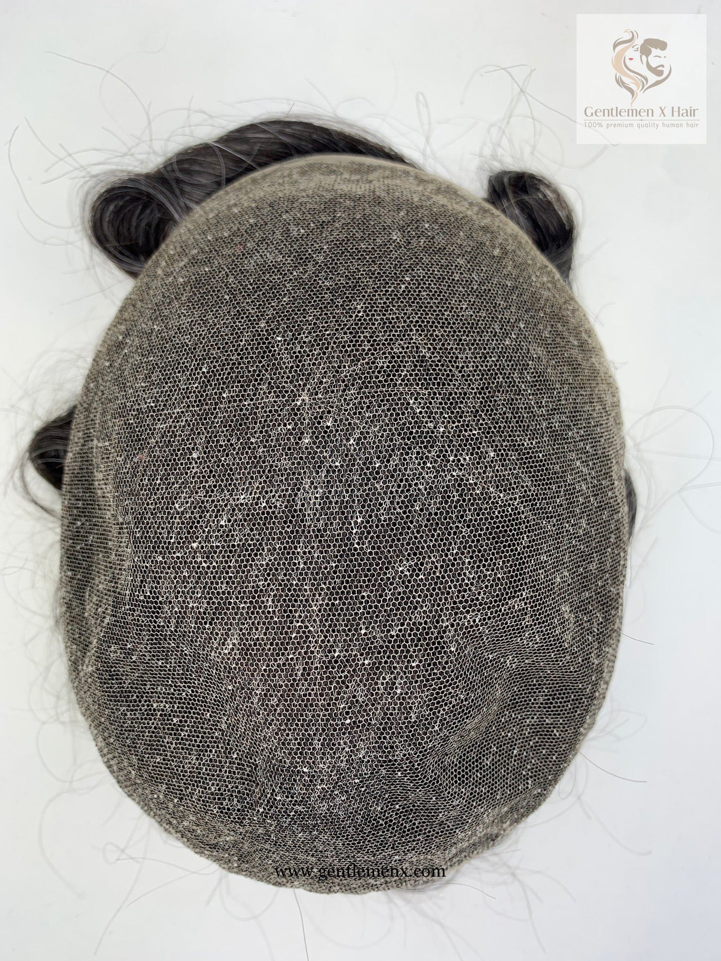 Gentlemen X Premium European CKC2 Full Lace Toupee, 100% Human Hair, Bleached Knots