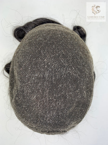 Gentlemen X Premium European CKC2 Full Lace Toupee, 100% Human Hair, Bleached Knots