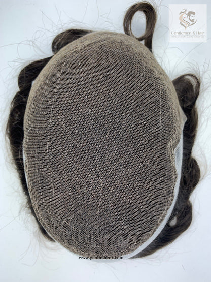 Gentlemen X Premium European CK2 Q6 Lace Front Toupee, 100% Human Hair