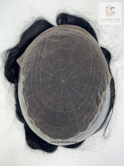 TGX Premium Bella Q6 lace human hair toupee with bleached knots
