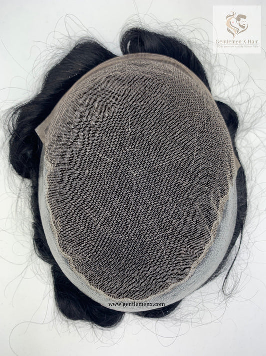 TGX Premium Bella Q6 lace human hair toupee with bleached knots