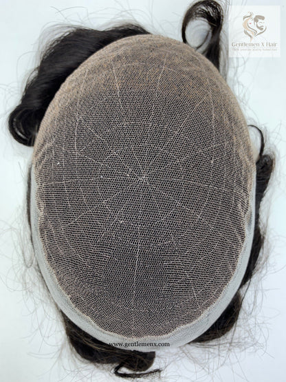 TGX Premium Bella Q6 Lace Toupee, 100% Human Hair, Bleached Knots